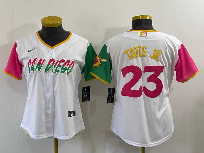 Women Padres 23 Fernando Tatis Jr. White Nike 2022 City Connect Cool Base Jersey,We sell and wholesale Women Padres 23 Fernando Tatis Jr. White Nike 2022 City Connect Cool Base Jersey on line form chian!